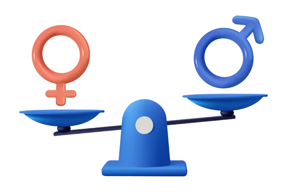 two signs showing men and women health, red for women and blue for men